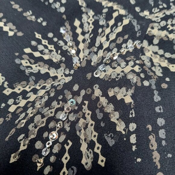 Alfani Petite Women 10P Silk Black Gold Sequin Blouse & Flared Skirt Set 2-Piece - Picture 11 of 12